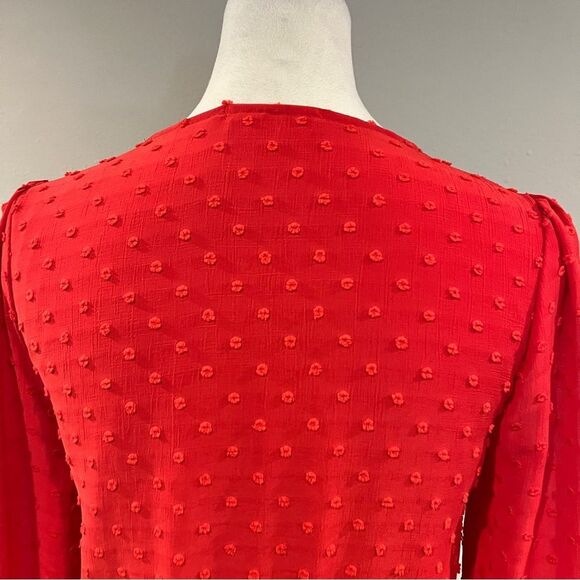 Altar’d State Elegant long sleeve Red fake Wrap Dress size small - Picture 8 of 15